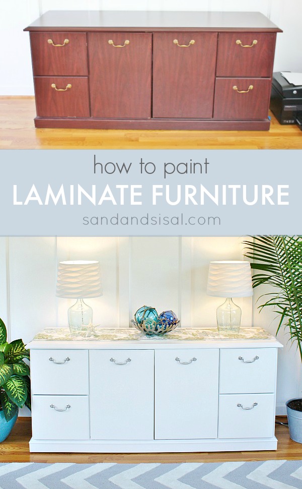 how to paint laminate furniture - sand and sisal