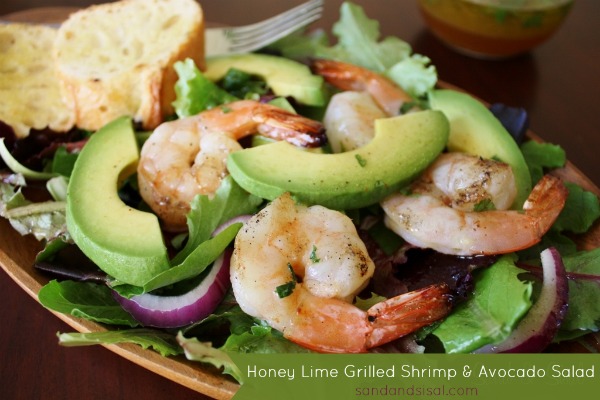 Honey Lime Grilled Shrimp and Avocado Salad