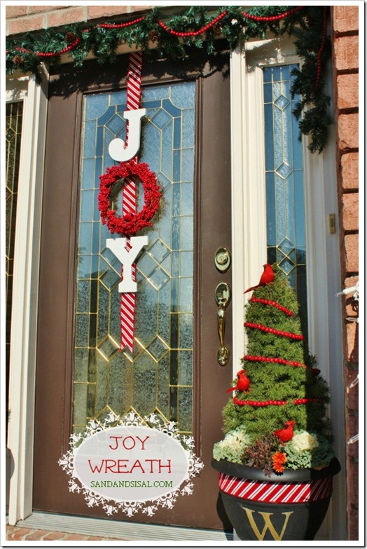 CHRISTMAS Wreath Themed JOY PEACE NOEL Hanging Wall Door Sign 13x8.75 in 