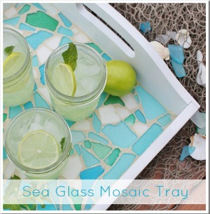 Sea Glass Mosaic Tray - Sand & Sisal