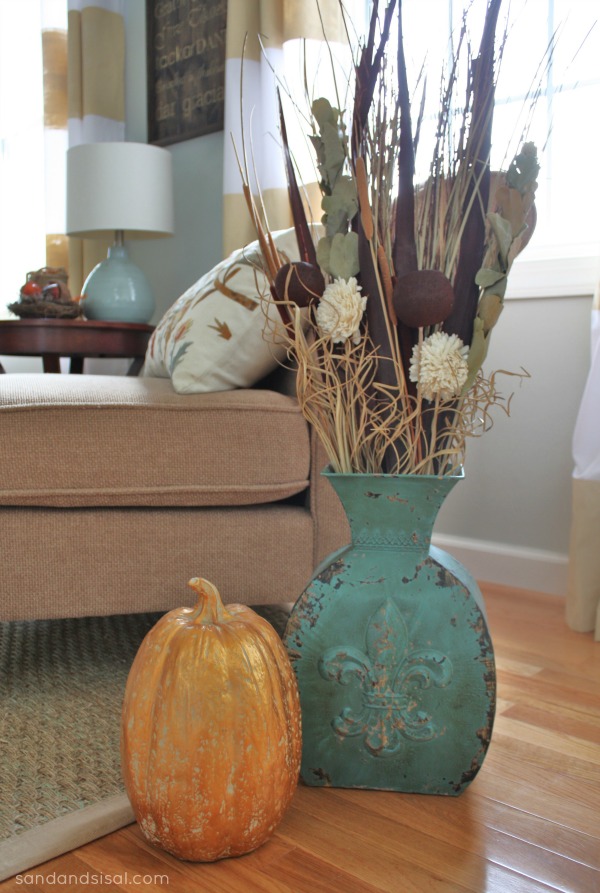 Fall Decorating with Copper and Blues #MyHarvestHome