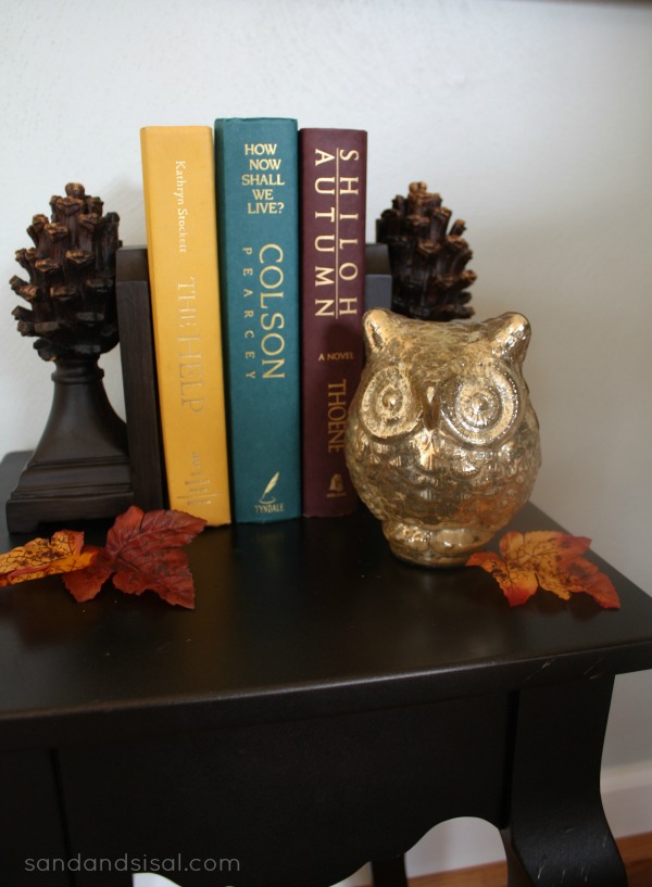 Pine cone book ends and owl