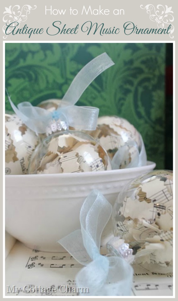 how to make an Antique Sheet Music Ornament