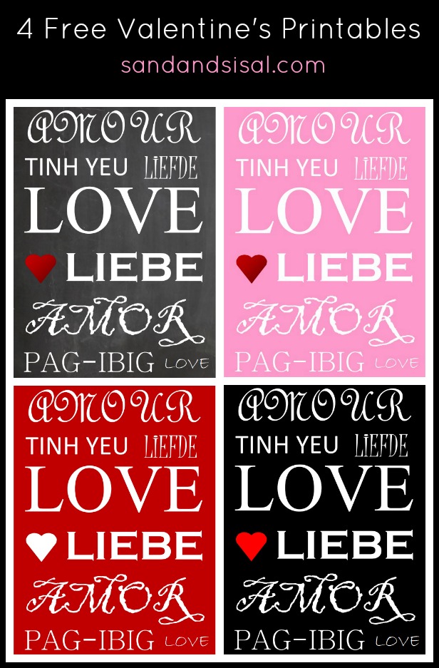 4 Free Valentine's Printables- Say Love in Different Languages