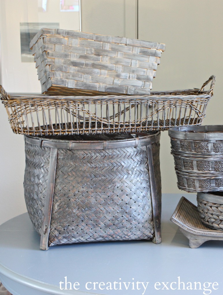 Driftwood stained baskets