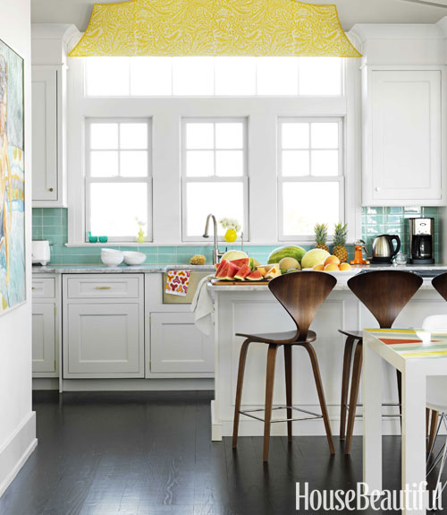 aqua-tile-backsplash-kitchen - Coastal and Beach Backsplash Ideas