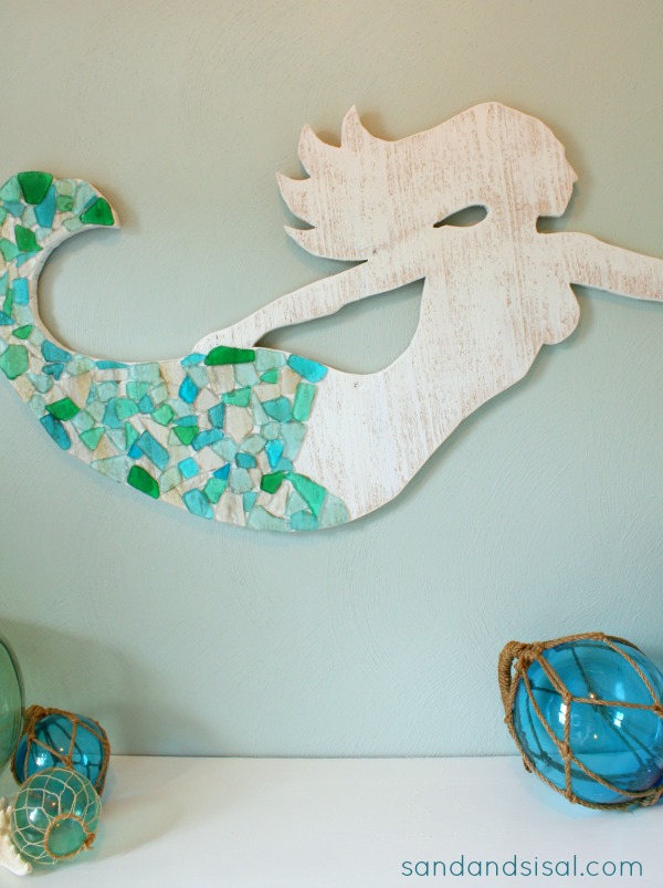 DIY Cedar and Seaglass Mermaid Art