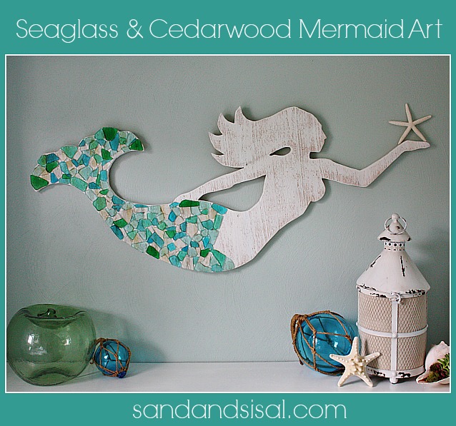 Seaglass and Cedar Mermaid Art