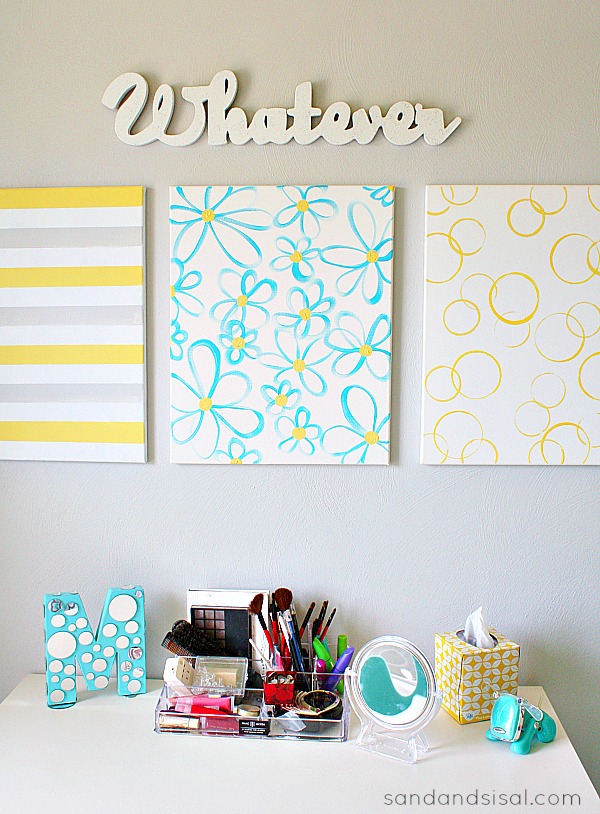 Easy DIY Wall Art - Yellow + Gray + Turquoise