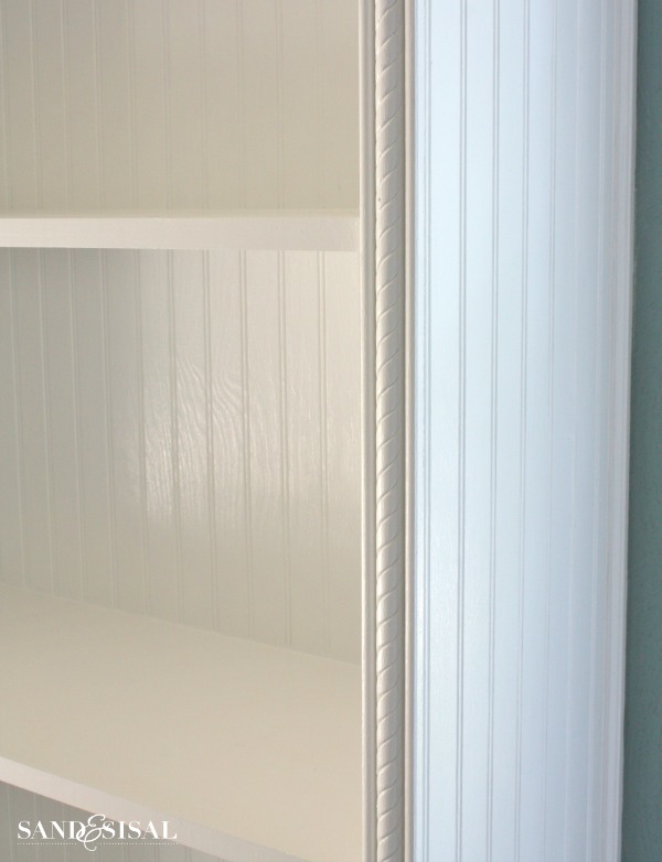 DIY Bookshelves with bead board and rope trim #3MDIY #3MPartner