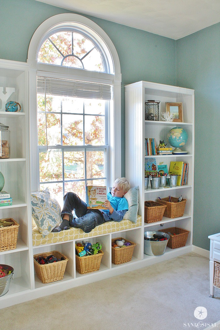 Diy Built In Bookshelves Window Seat Sand And Sisal