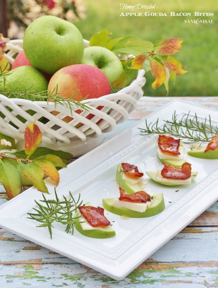 Thanksgiving Appetizer - Honey Drizzled Apple Gouda Bacon Bites