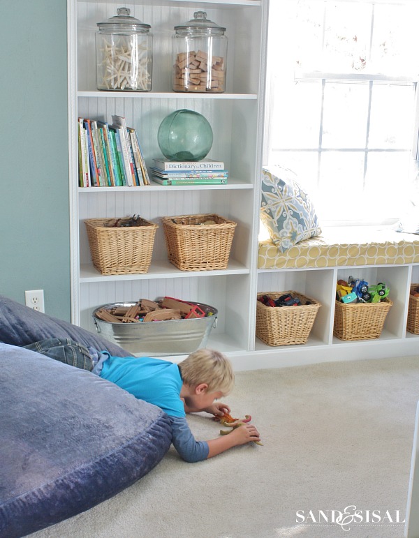 built in playroom storage