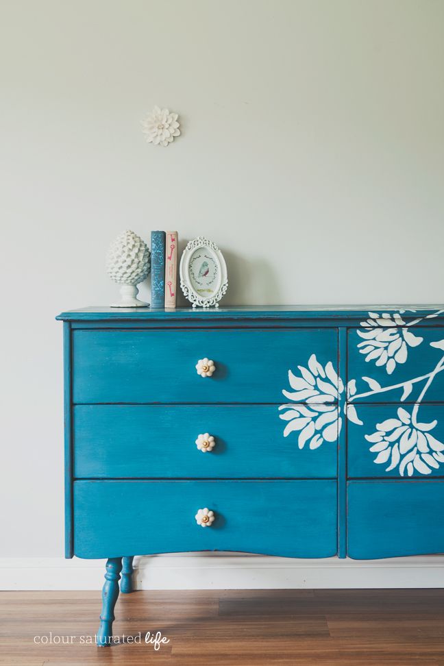 Dresser Makeover with Floral Detail