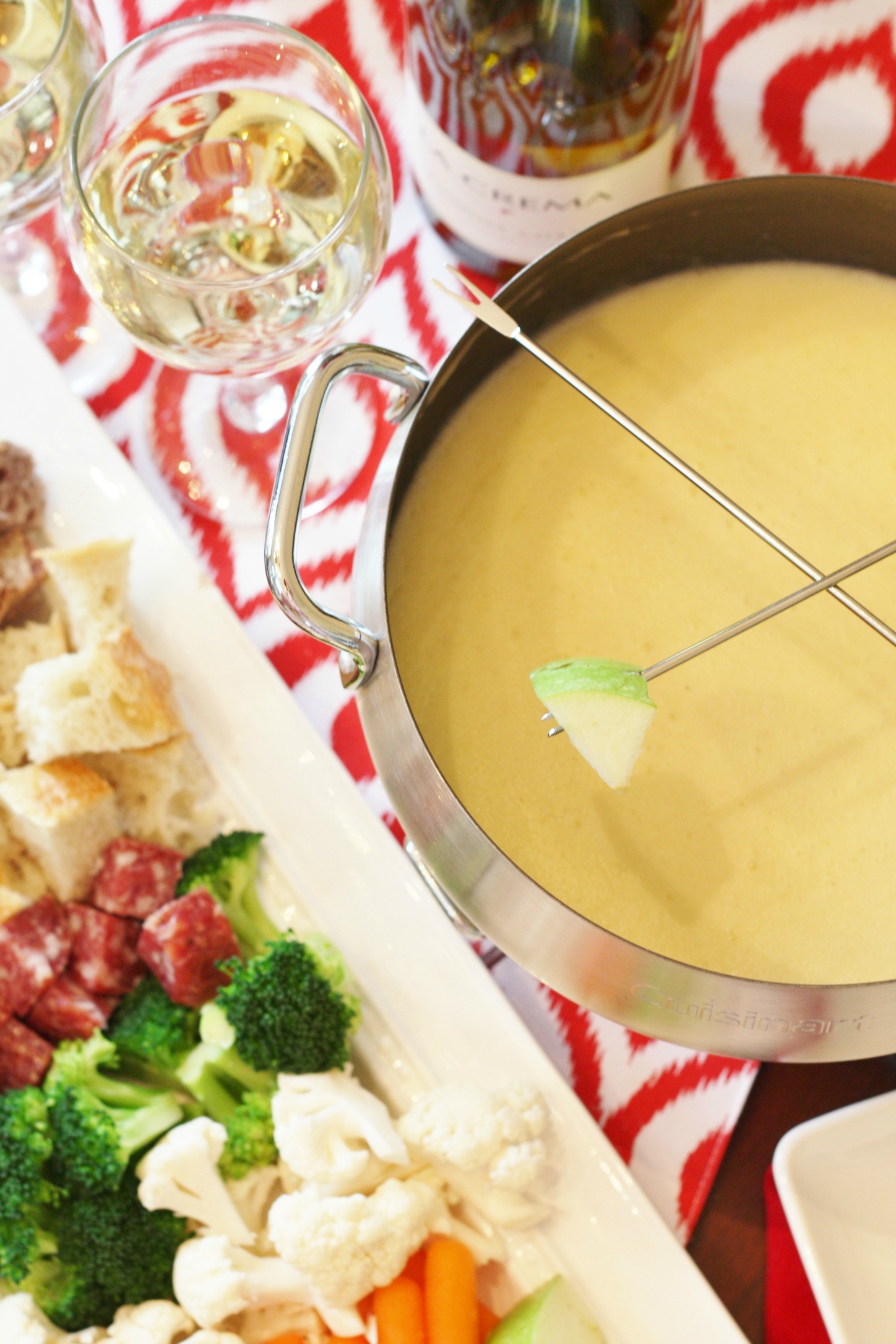 Romantic cheese fondue for 2