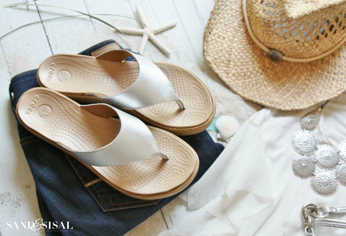 Brushed Silver Sandals - by CROCS (Yes Crocs!) I love this look!!!! Super cute!