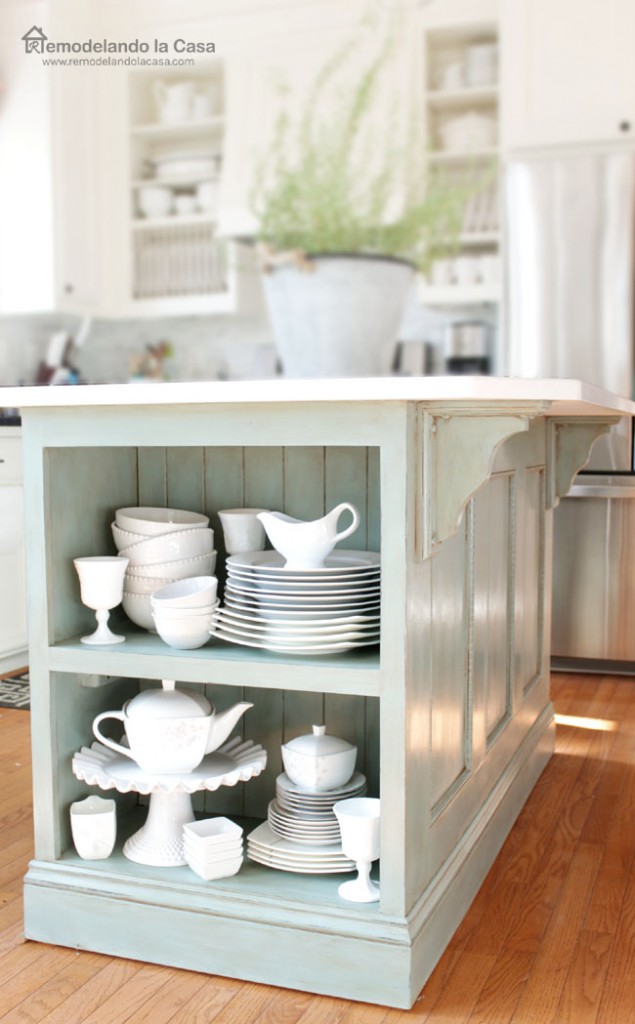 Kitchen Island Makeover with ASCP Duck Egg Blue