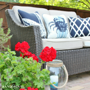 Red, white, and blue coastal patio