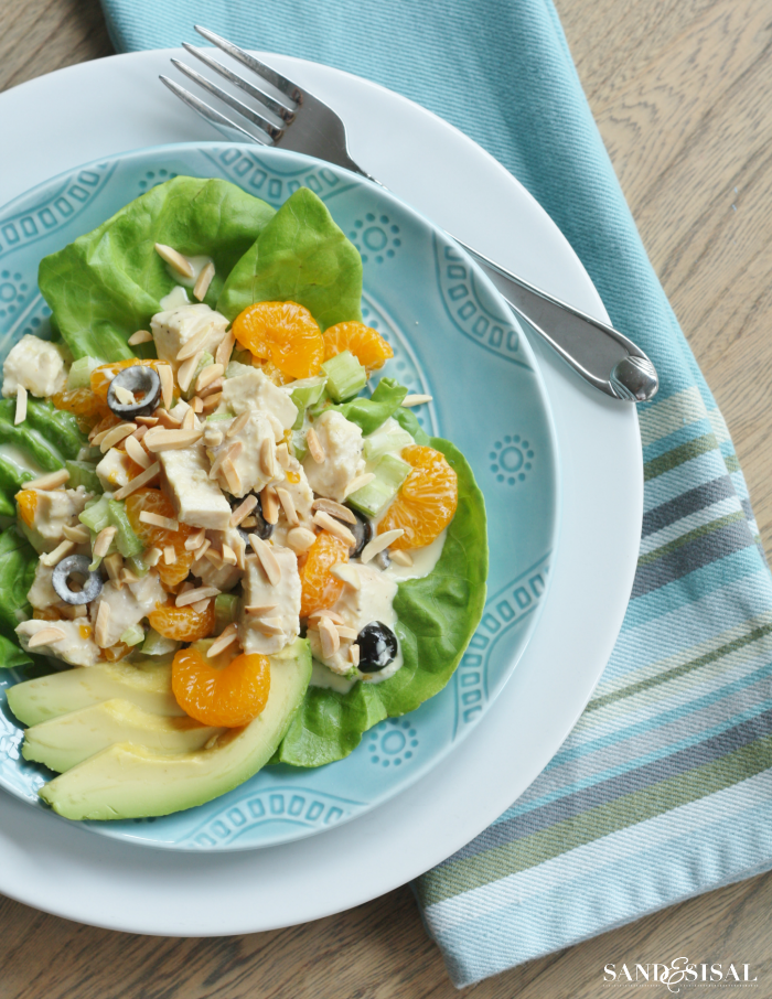 Tangy Chicken Salad with Mandarin Oranges and toasted almonds