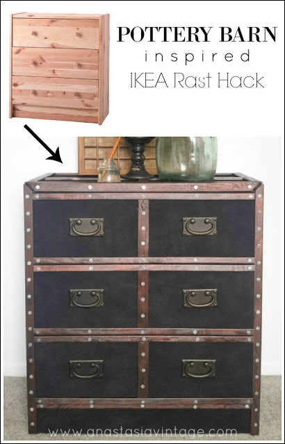 Pottery Barn Inspired IKEA Rast Hack. It looks just like reuposed vintage trunks! AMAZING! - Anastasia Vintage