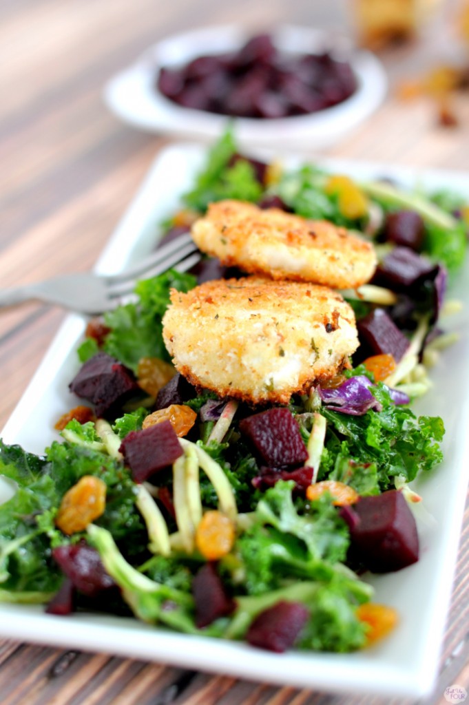 fried-goat-cheese-with-wild-greens-and-beet-salad-