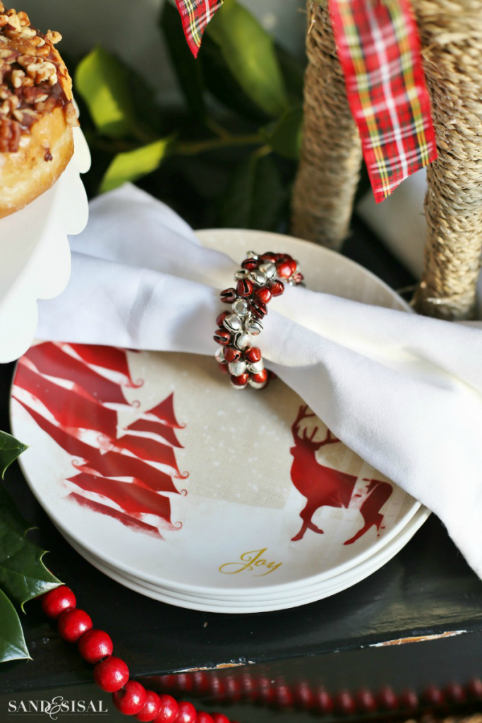 Christmas Reindeer Dessert Plates + Jingle Bell Napkin Rings