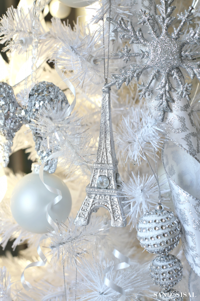 Eiffel Tower Ornaments - White Christmas Tree