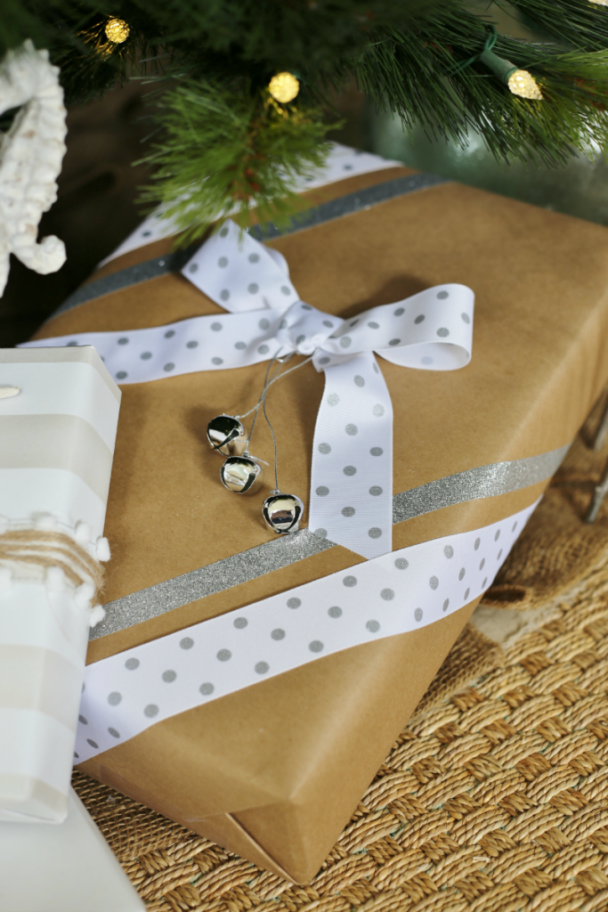 Holiday Gift Wrapping Ideas - washi tape, ribbon, jingle bells