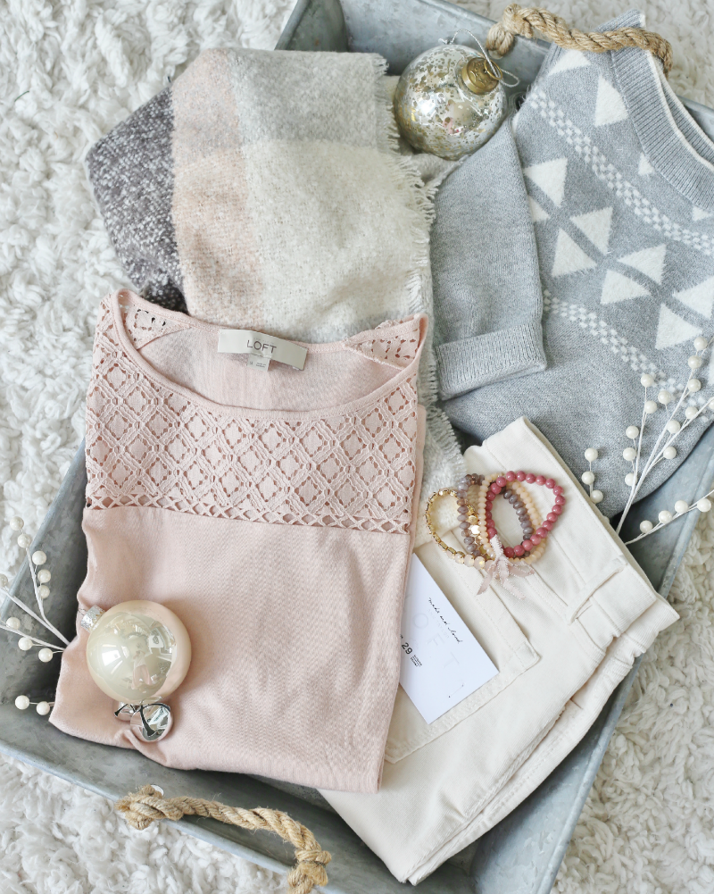 Pink, cream, and gray LOFT Apparel