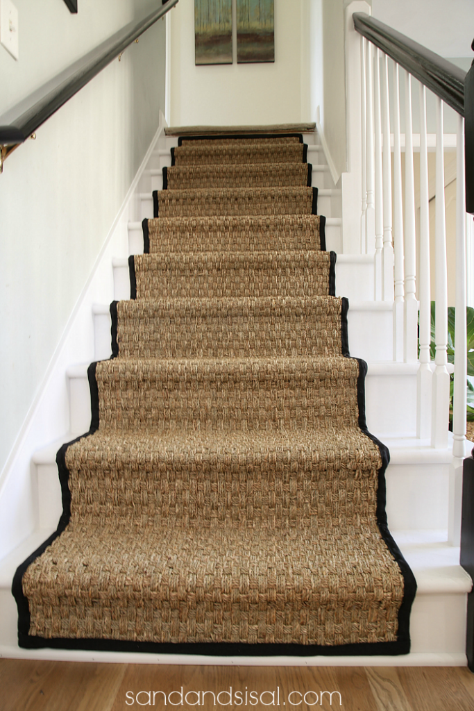 Painted Staircase Makeover with Seagrass Stair Runner