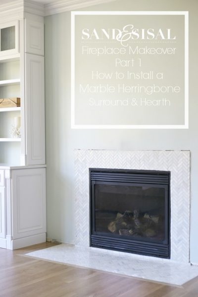 Fireplace Makeover part 1 - Installing a Marble Herrinbone Fireplace Surround
