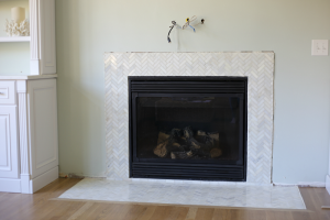 Installing a Marble Herringbone Tile Fireplace Surround and Hearth