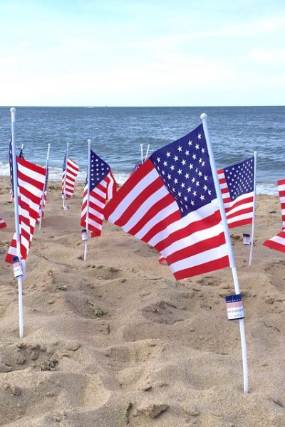 Flags on the Beach - 4th of July