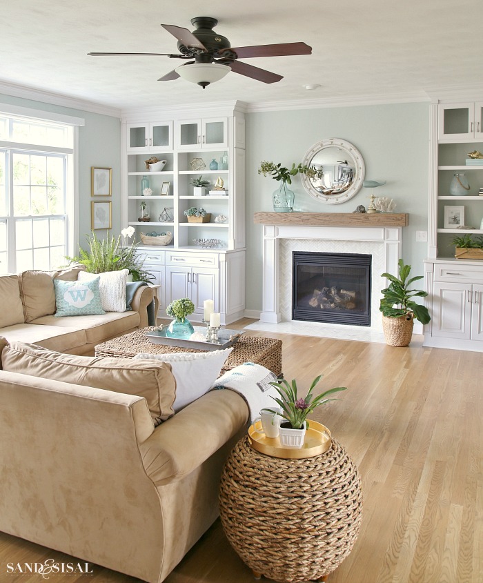 Coastal Familyroom and Fireplace Makeover