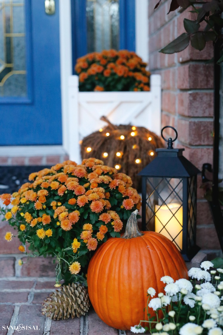 Indigo and Orange Fall Front Porch - Sand and Sisal