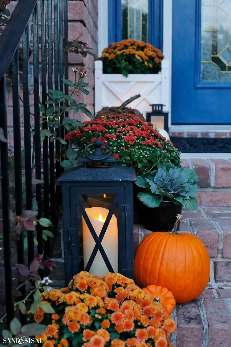 Indigo and Orange Fall  Front  Porch  Sand and Sisal