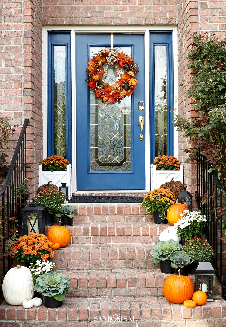 Indigo and Orange Fall Front Porch - Sand and Sisal