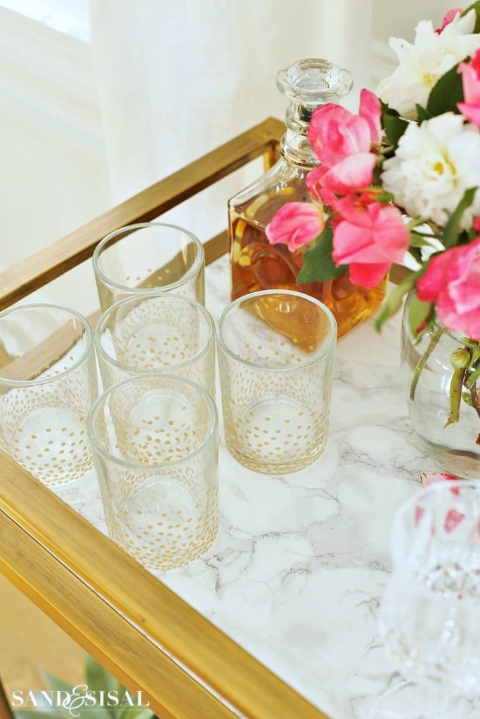 DIY Faux Marble Bar Cart Makeover Sand and Sisal