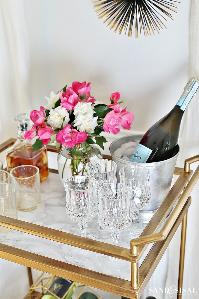 DIY Faux Marble Bar Cart Makeover Sand and Sisal