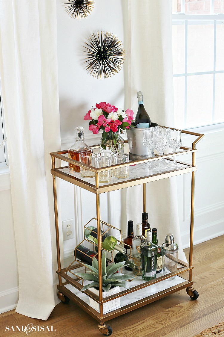 gold-bar-cart-makeover-with-diy-faux-marble