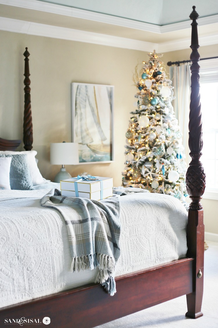 A Classic Coastal Christmas Bedroom Tour + Coastal Christmas Tree