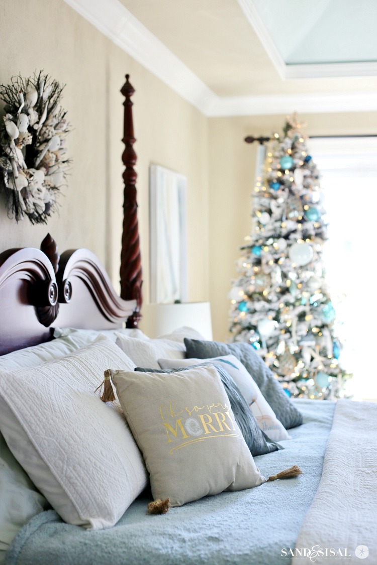 A Classic Coastal Christmas Bedroom Tour + Coastal Christmas Tree