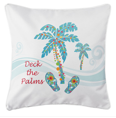 holiday-deck-the-palms-pillow - Coastal Christmas Pillows