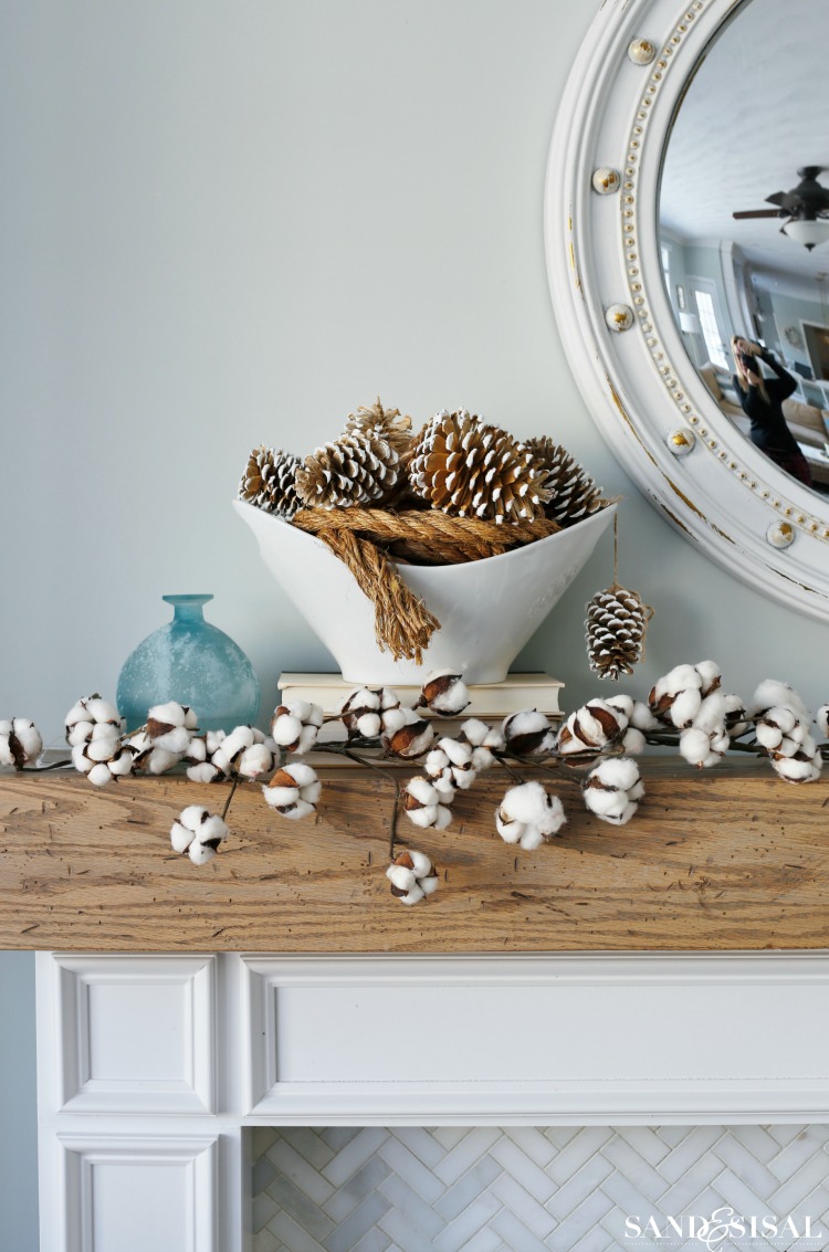 Cozy Winter Mantel - Frosted Pinecones