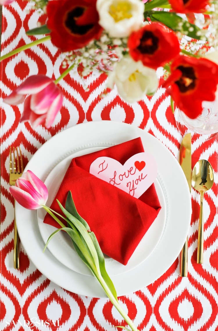Valentine Tablescape with Envelope Folded Napkin