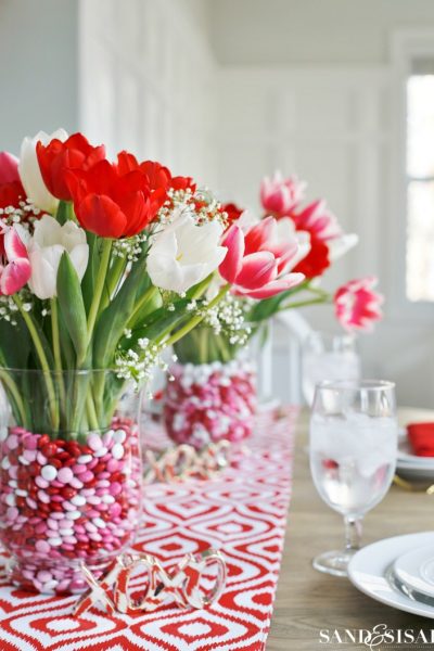 Valentine's Tulip Bouquet with M&M's