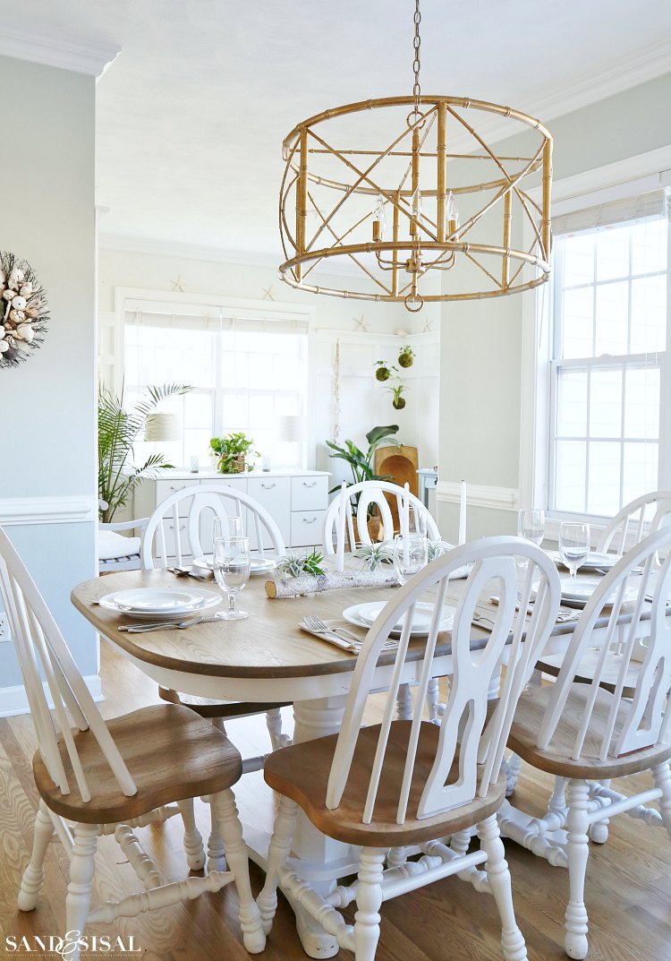 coastal-kitchen-table-gold-bamboo-chandelier