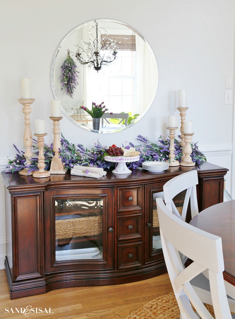 Sideboard decorated for Spring