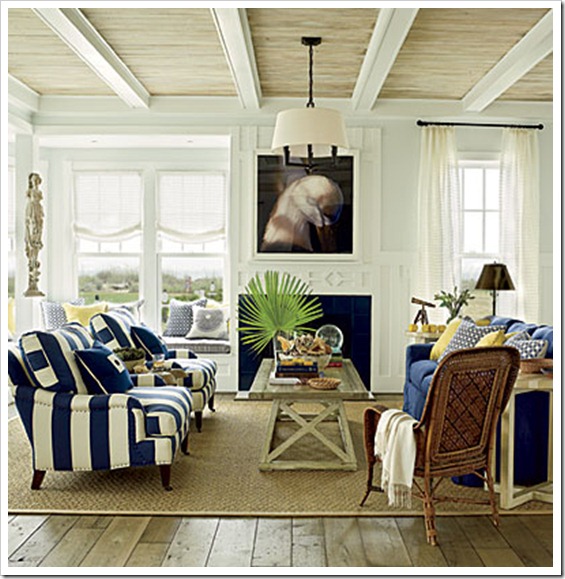 East Beach Coastal Living Room - Wide Plank Flooring