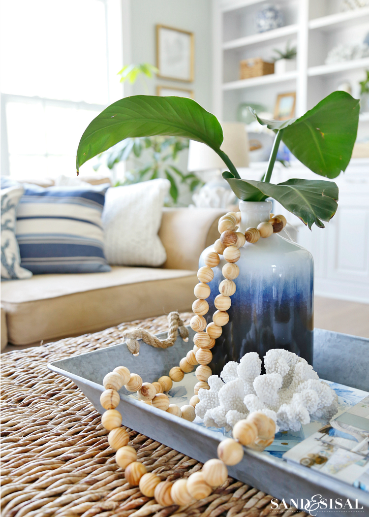 Easy Coastal Craft - DIY Wood Bead Strand - Sand and Sisal